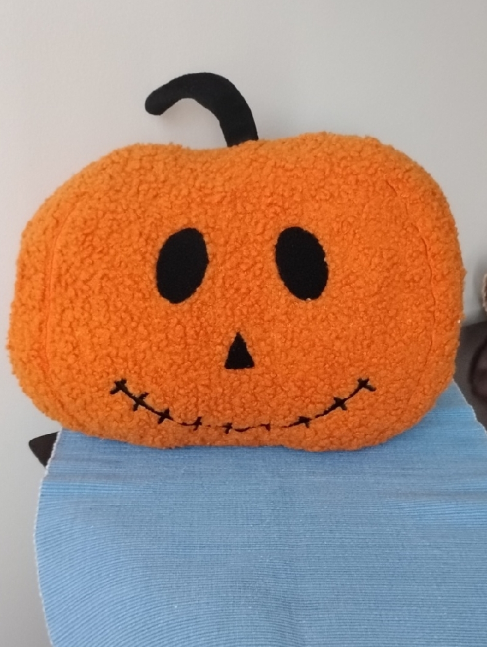 Plush Pumpkin Pillow - Orange & Black - Picture 5 of 8